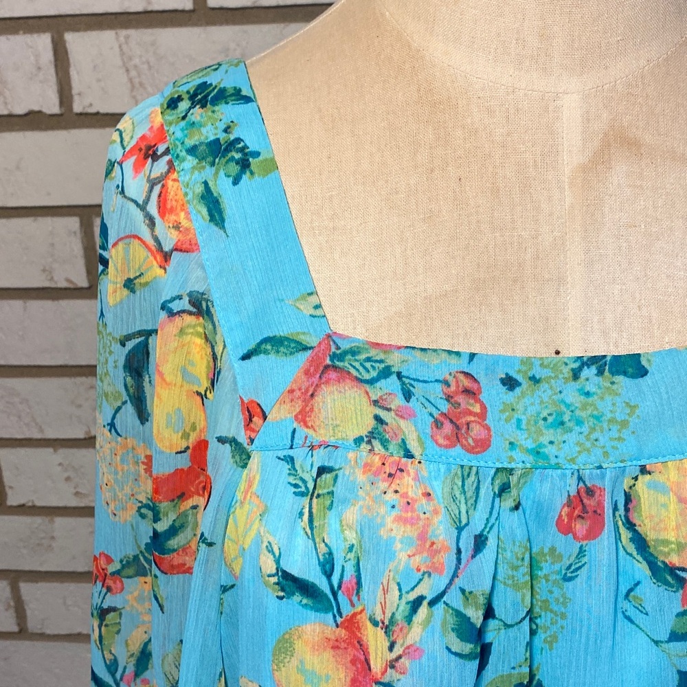 LC Lauren Conrad Floral Blouse - Blue and Orange - Picture 2 of 4